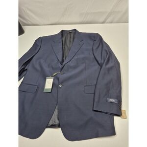 Zanieri Suit Jacket Mens 50L Blue Wool Reda Super 100s Made Italy FLAW